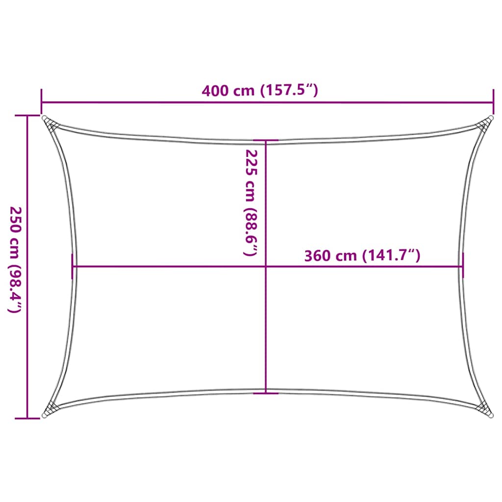 311124 vidaXL Sunshade Sail 160 g/m² Beige 2,5x4 m HDPE