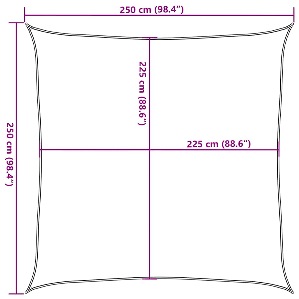 311218 vidaXL Sunshade Sail 160 g/m² White 2,5x2,5 m HDPE
