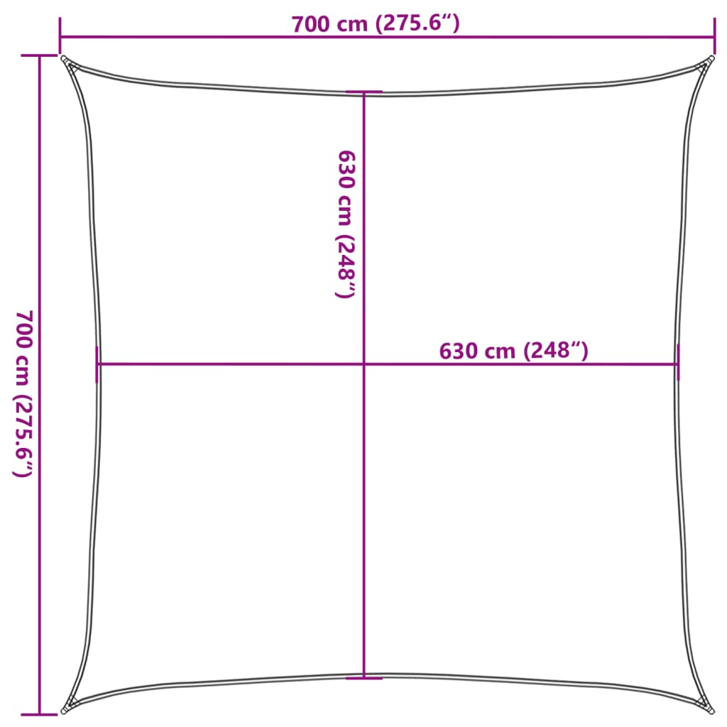 Sunshade Sail 160 g/m² White 7x7 m HDPE