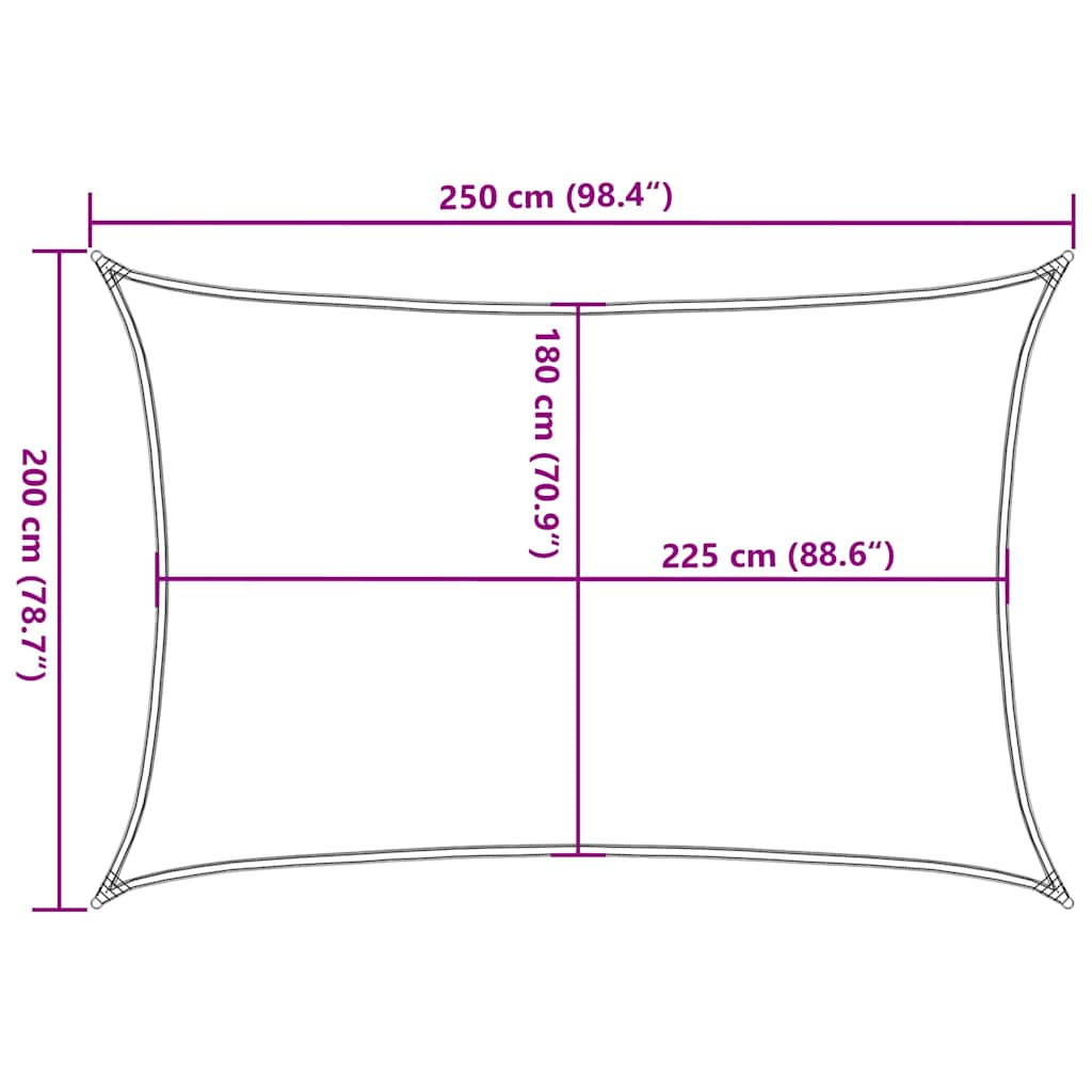 311226 vidaXL Sunshade Sail 160 g/m² White 2x2,5 m HDPE