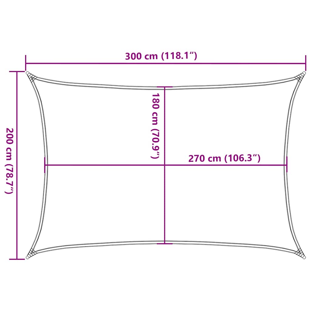 311227 vidaXL Sunshade Sail 160 g/m² White 2x3 m HDPE