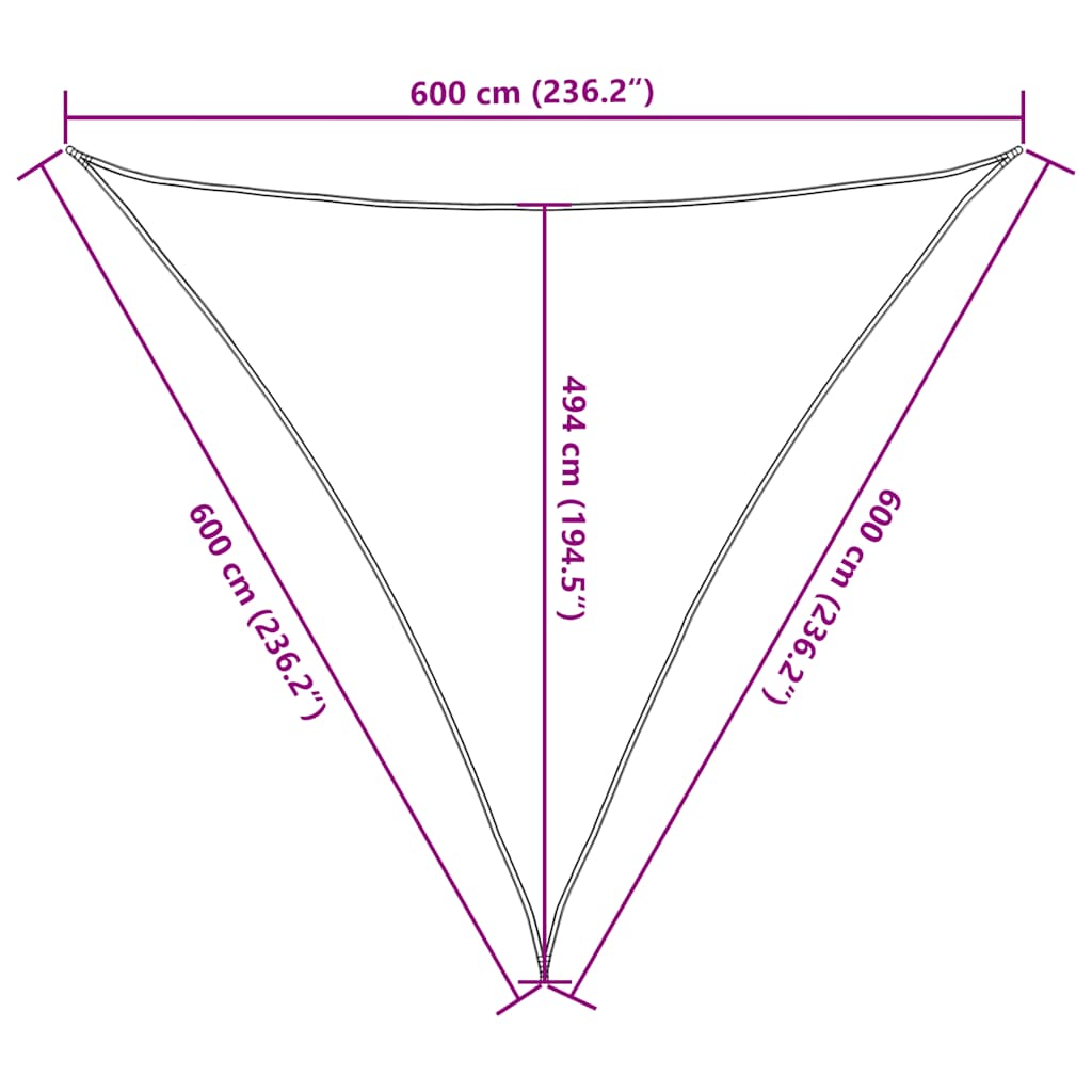 Sunshade Sail 160 g/m² Triangular Blue 6x6x6 m HDPE