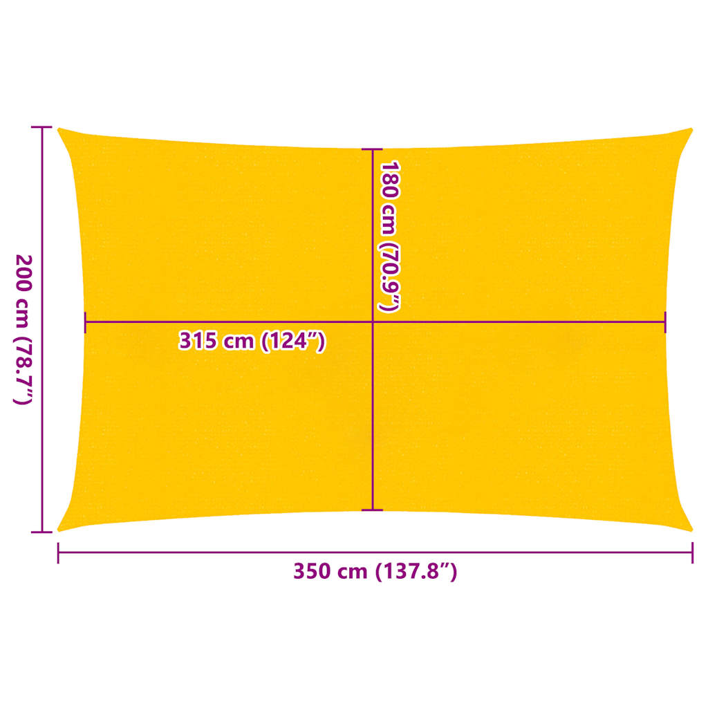Sunshade Sail 160 g/m² Rectangular Yellow 2x3,5 m HDPE