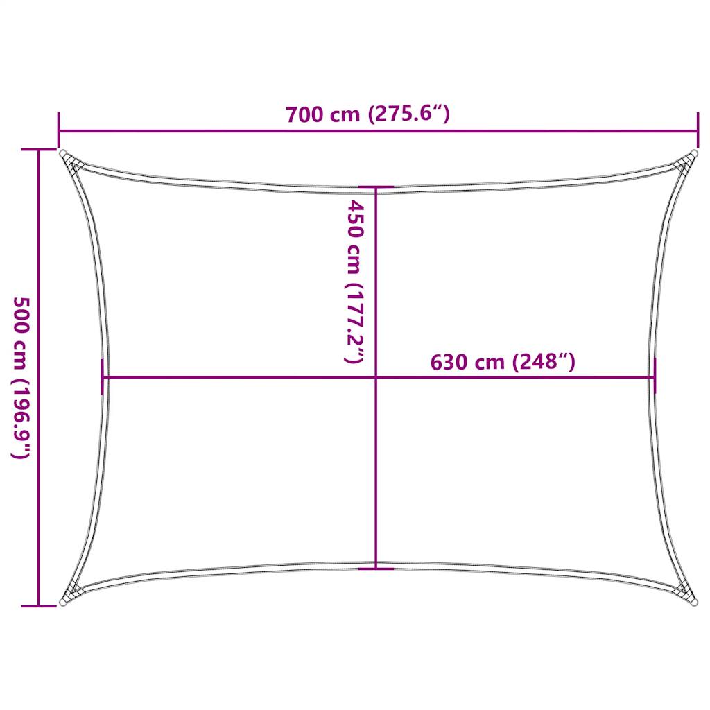 Sunshade Sail 160 g/m² Rectangular Yellow 5x7 m HDPE