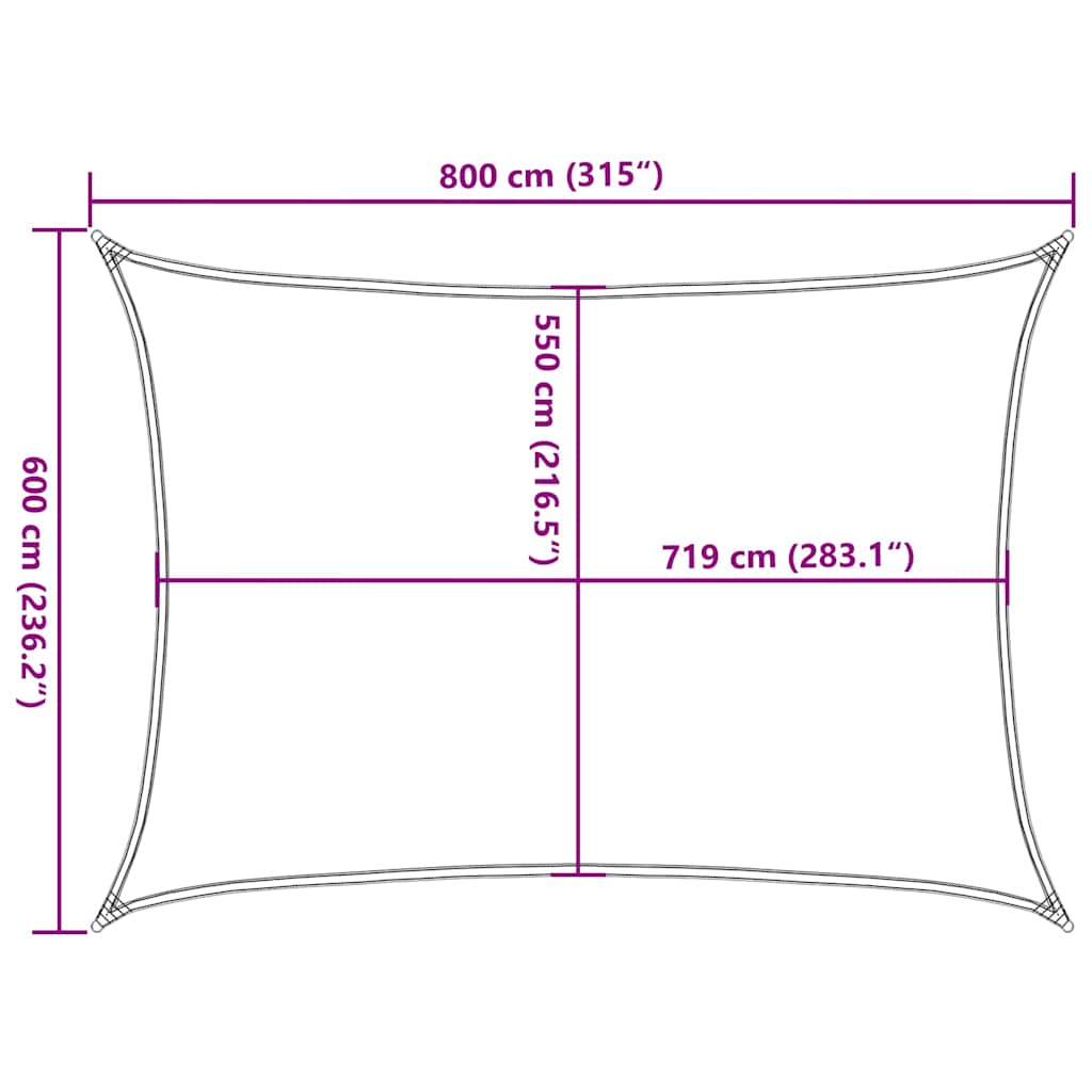 Sunshade Sail 160 g/m² Rectangular Yellow 6x8 m HDPE