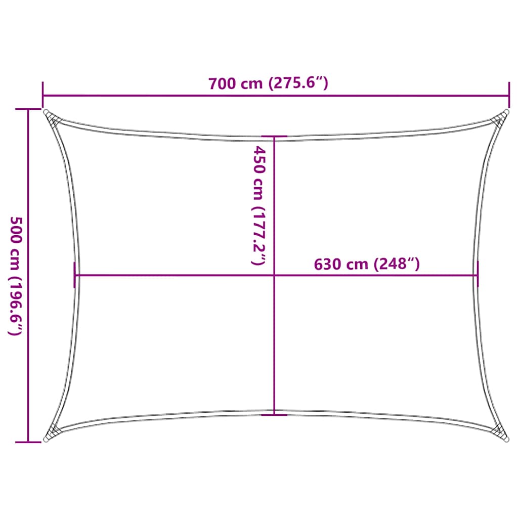 311632 vidaXL Sunshade Sail 160 g/m² Red 5x7 m HDPE