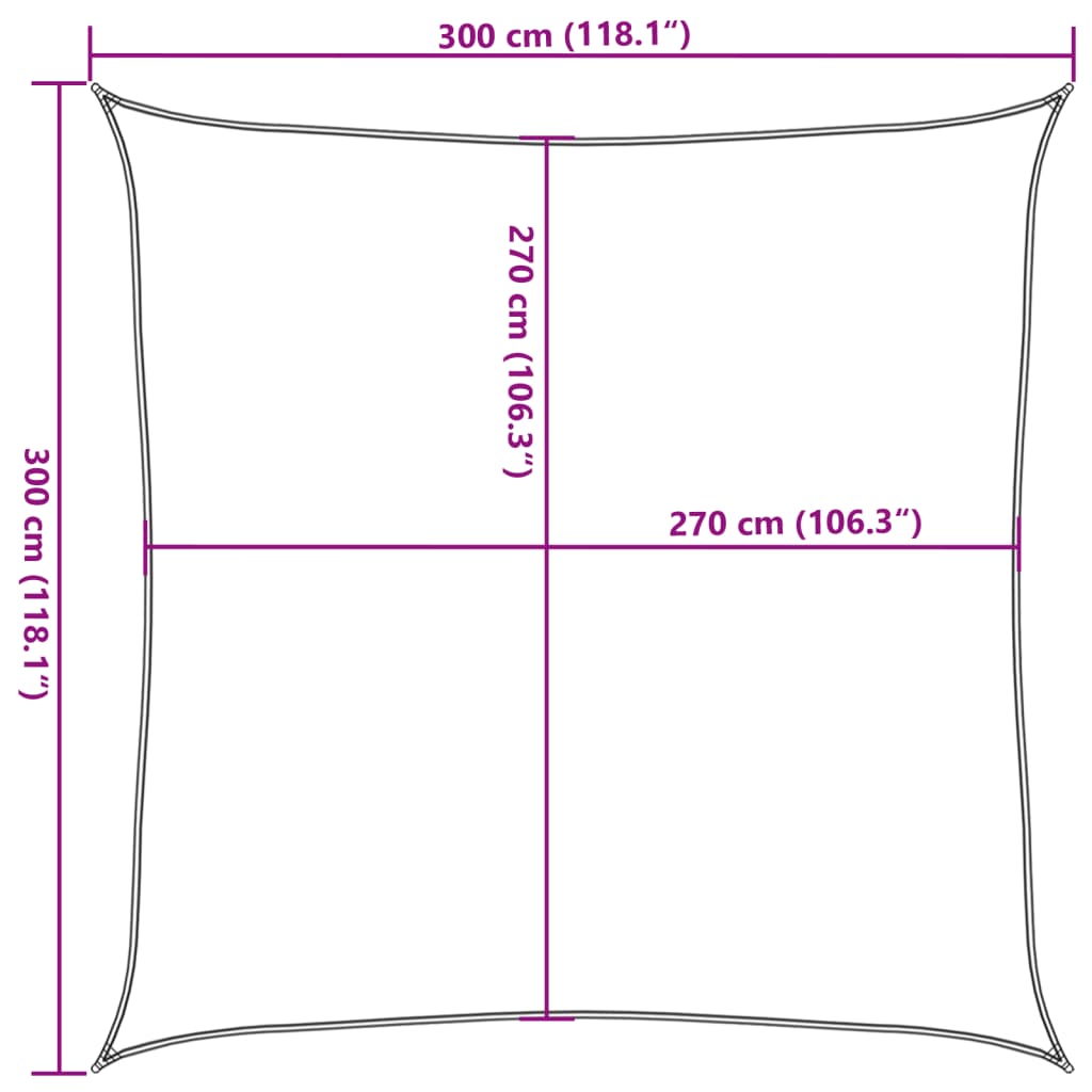 311714 vidaXL Sunshade Sail 160 g/m² Black 3x3 m HDPE
