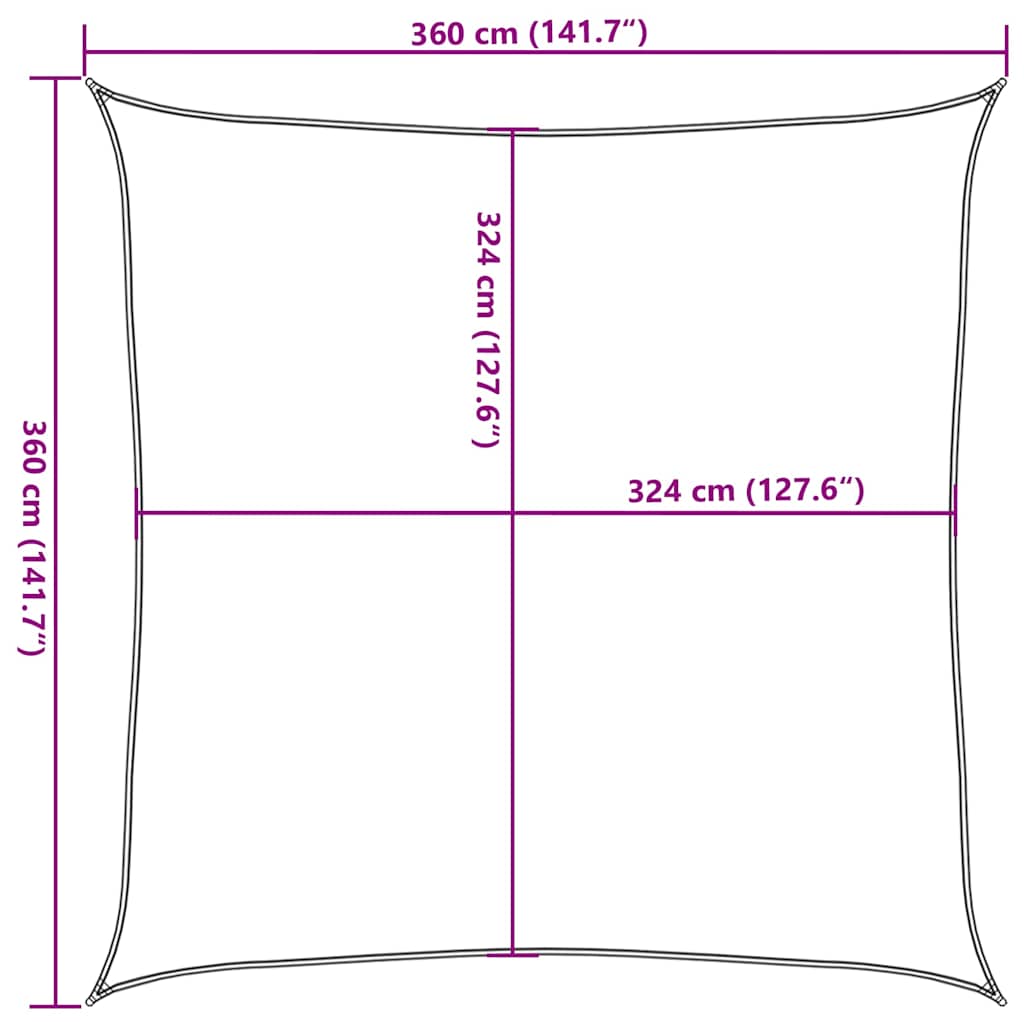 311715 vidaXL Sunshade Sail 160 g/m² Black 3,6x3,6 m HDPE