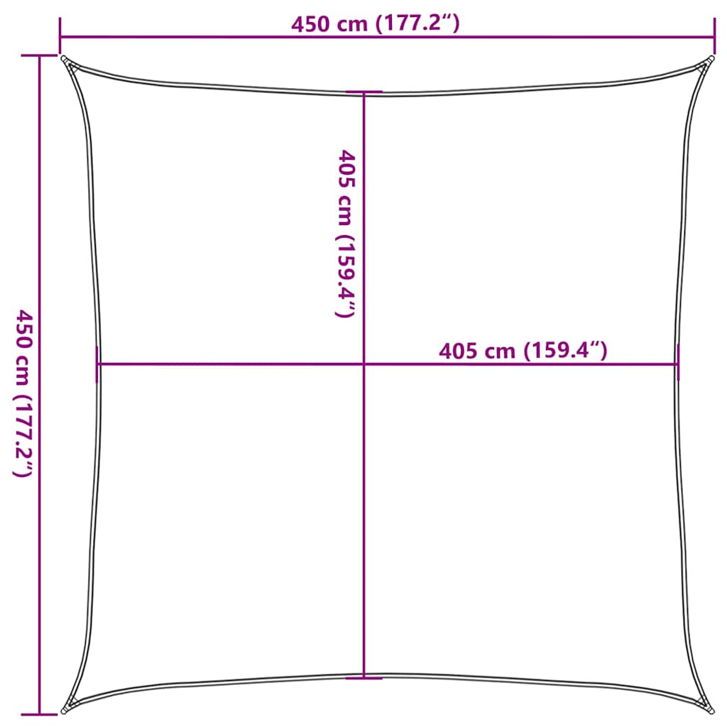 311717 vidaXL Sunshade Sail 160 g/m² Black 4,5x4,5 m HDPE