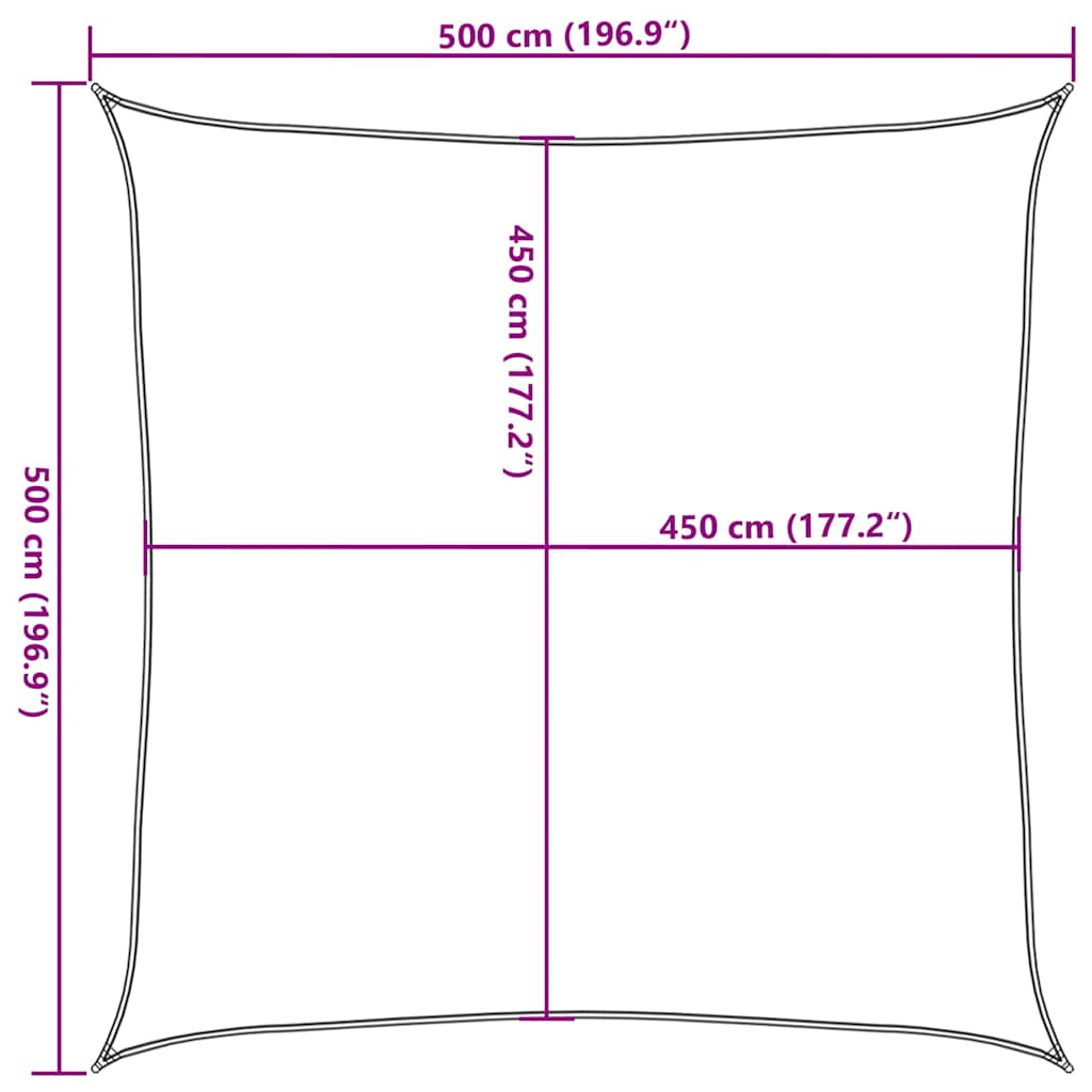 311718 vidaXL Sunshade Sail 160 g/m² Black 5x5 m HDPE