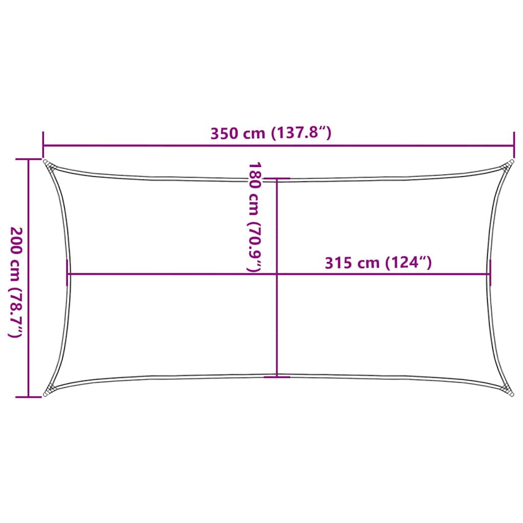 311723 vidaXL Sunshade Sail 160 g/m² Black 2x3,5 m HDPE