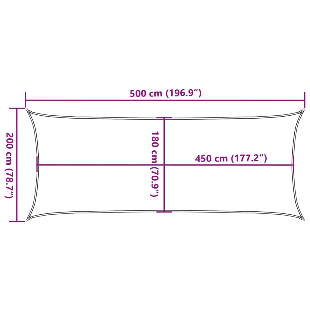 311726 vidaXL Sunshade Sail 160 g/m² Black 2x5 m HDPE