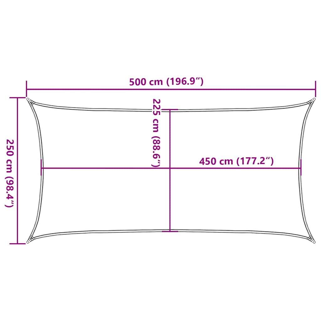 311731 vidaXL Sunshade Sail 160 g/m² Black 2,5x5 m HDPE