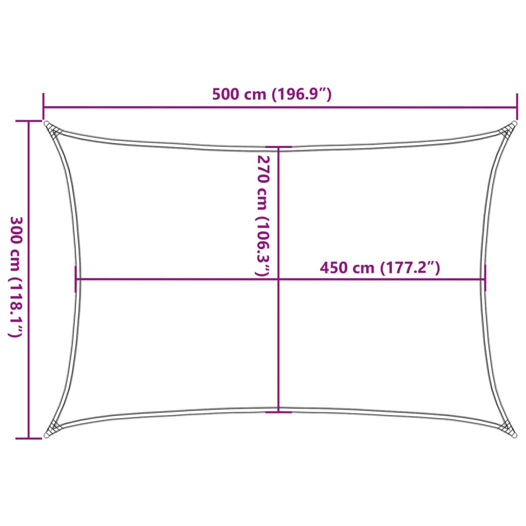 311734 vidaXL Sunshade Sail 160 g/m² Black 3x5 m HDPE
