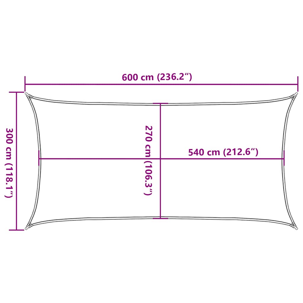 311735 vidaXL Sunshade Sail 160 g/m² Black 3x6 m HDPE