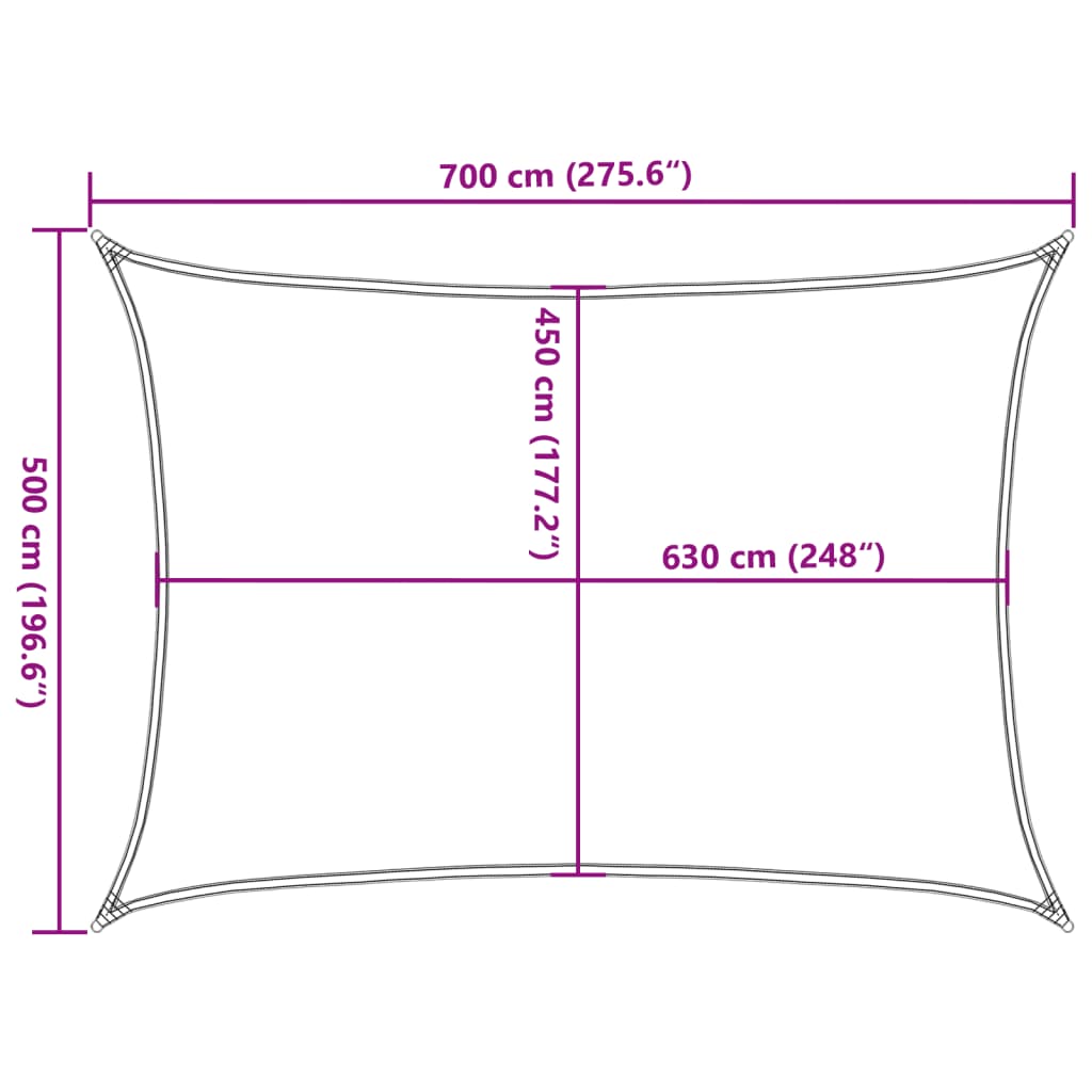 311742 vidaXL Sunshade Sail 160 g/m² Black 5x7 m HDPE