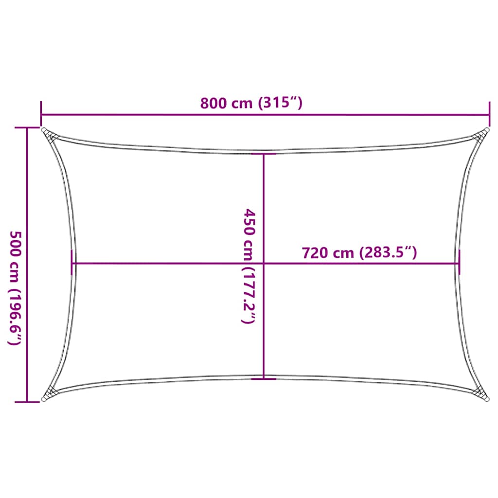 311743 vidaXL Sunshade Sail 160 g/m² Black 5x8 m HDPE
