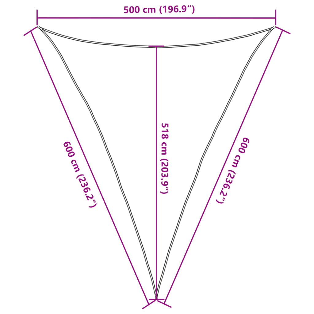 311758 vidaXL Sunshade Sail 160 g/m² Black 5x6x6 m HDPE