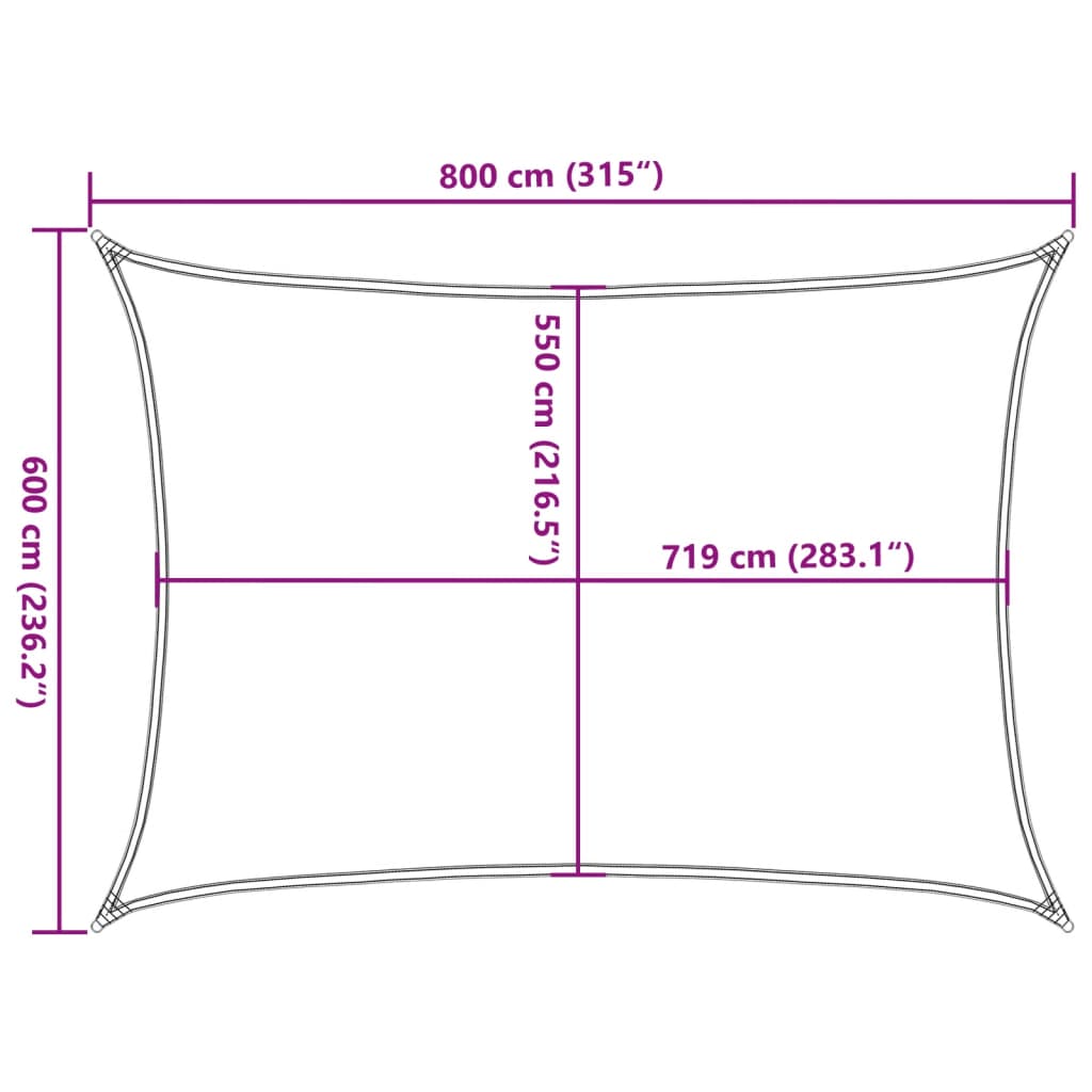 311800 vidaXL Sunshade Sail 160 g/m² Brown 6x8 m HDPE
