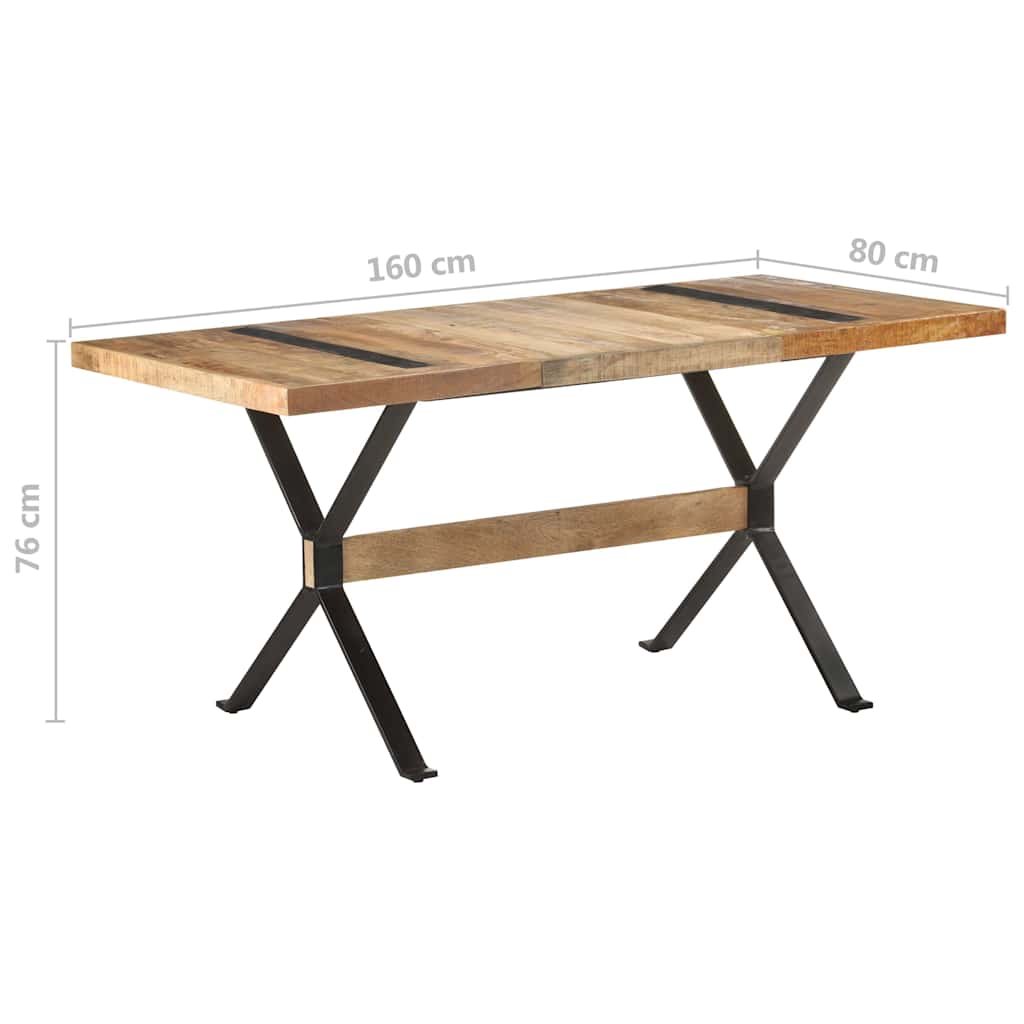 321608 vidaXL Dining Table 160x80x76 cm Rough Mango Wood