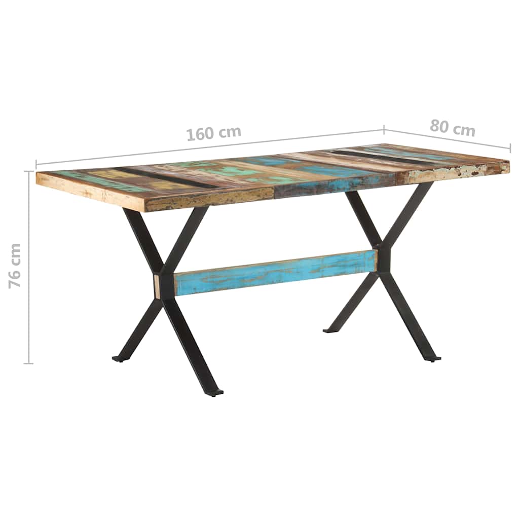 321609 vidaXL Dining Table 160x80x76 cm Solid Reclaimed Wood