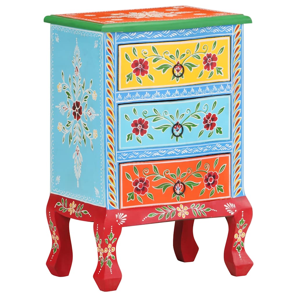 321667 vidaXL Hand Painted Bedside Cabinet 40x30x60 cm Solid Mango Wood