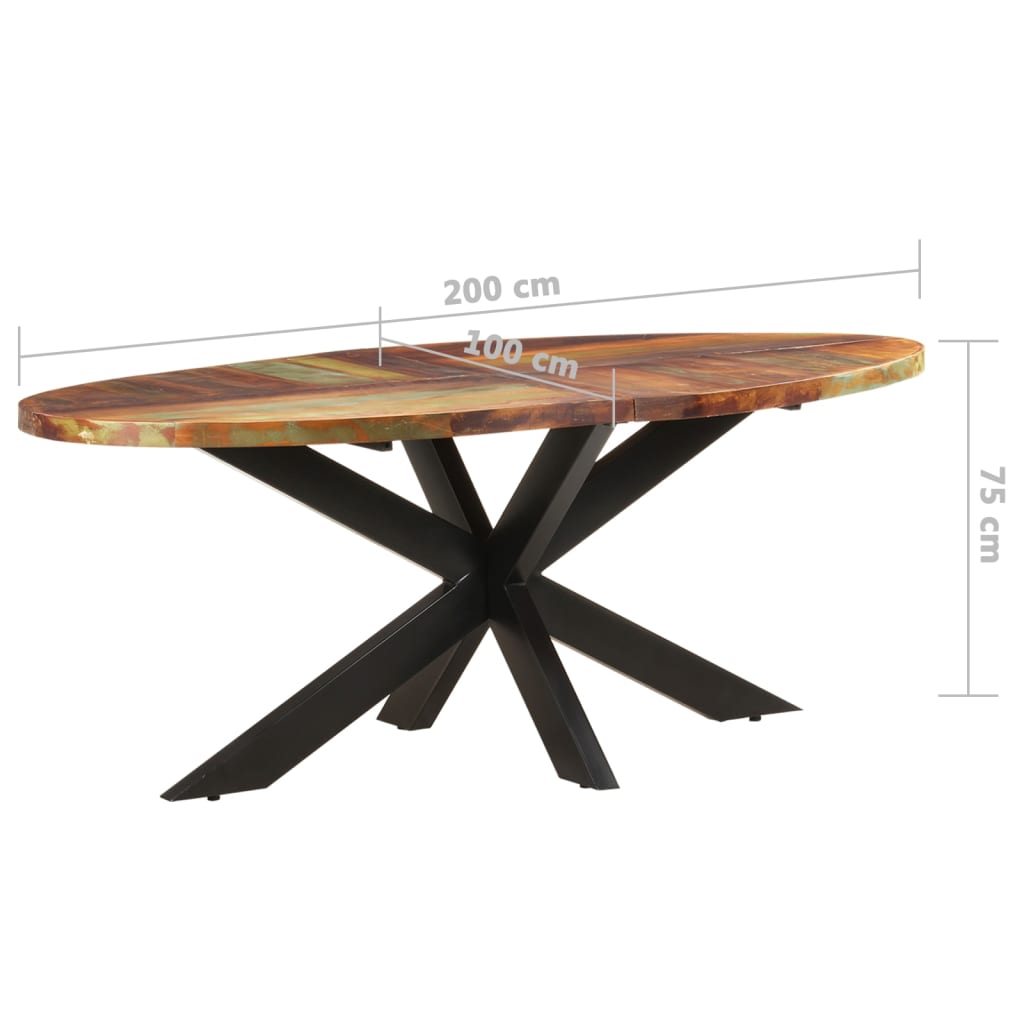 321676 vidaXL Dining Table Oval 200x100x75 cm Solid Reclaimed Wood