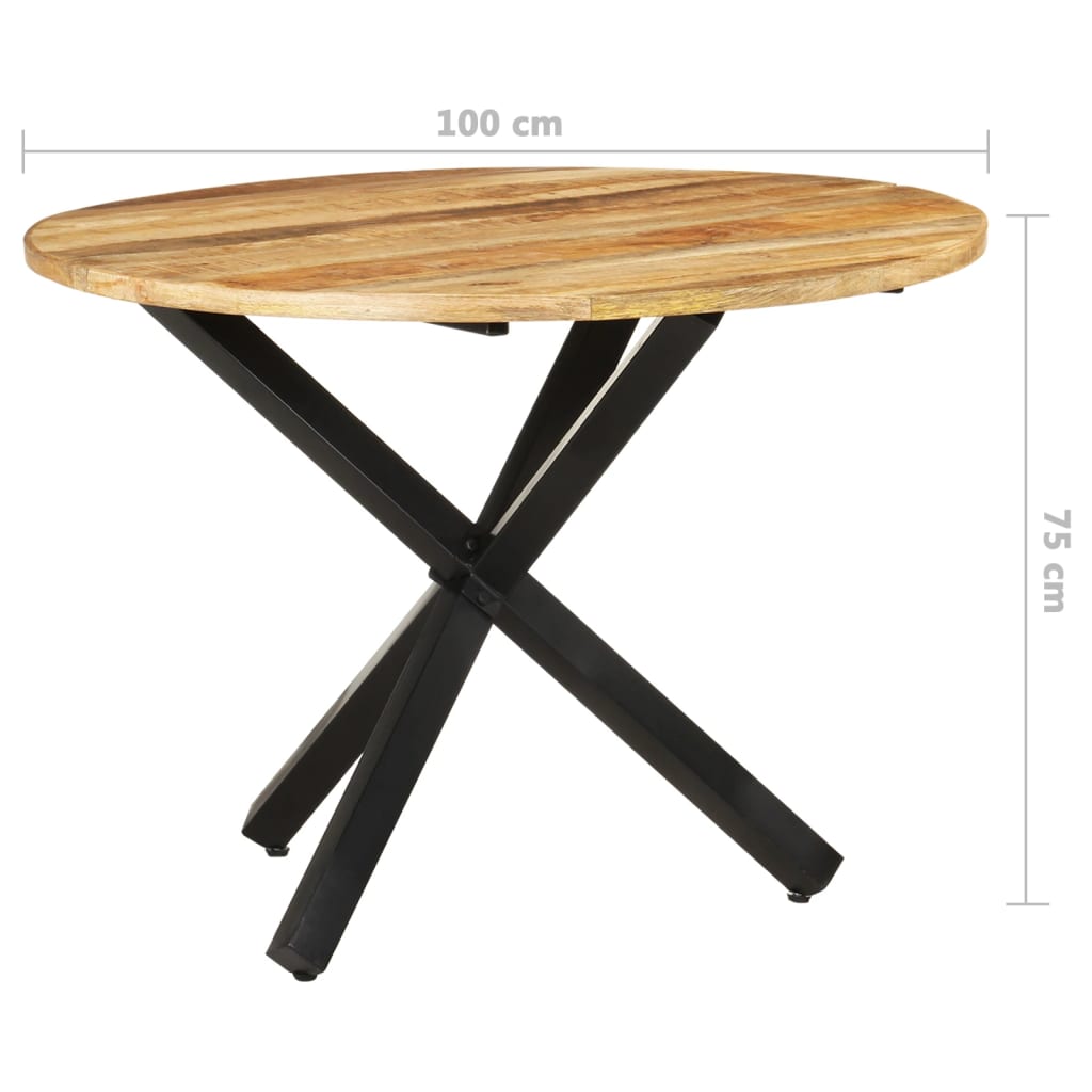 321681 vidaXL Dining Table Round 100x100x75 cm Rough Mango Wood
