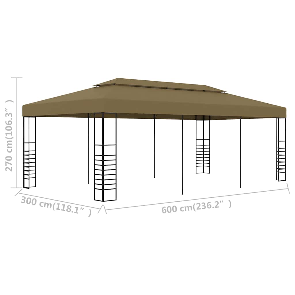 Garden Gazebo 6x3x2,7 m Taupe 180 g/m²