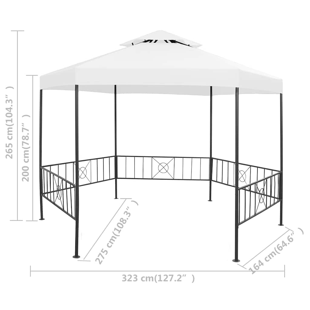 Garden Gazebo 323x275x265 cm White 180 g/m²