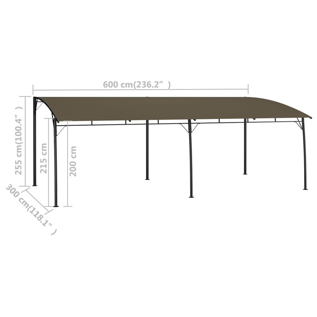 Sunshade awnings 6 x 3 x 2.55 m Taupe