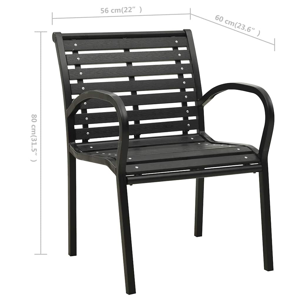 312034 vidaXL Garden Chairs 2 pcs Steel and WPC Black
