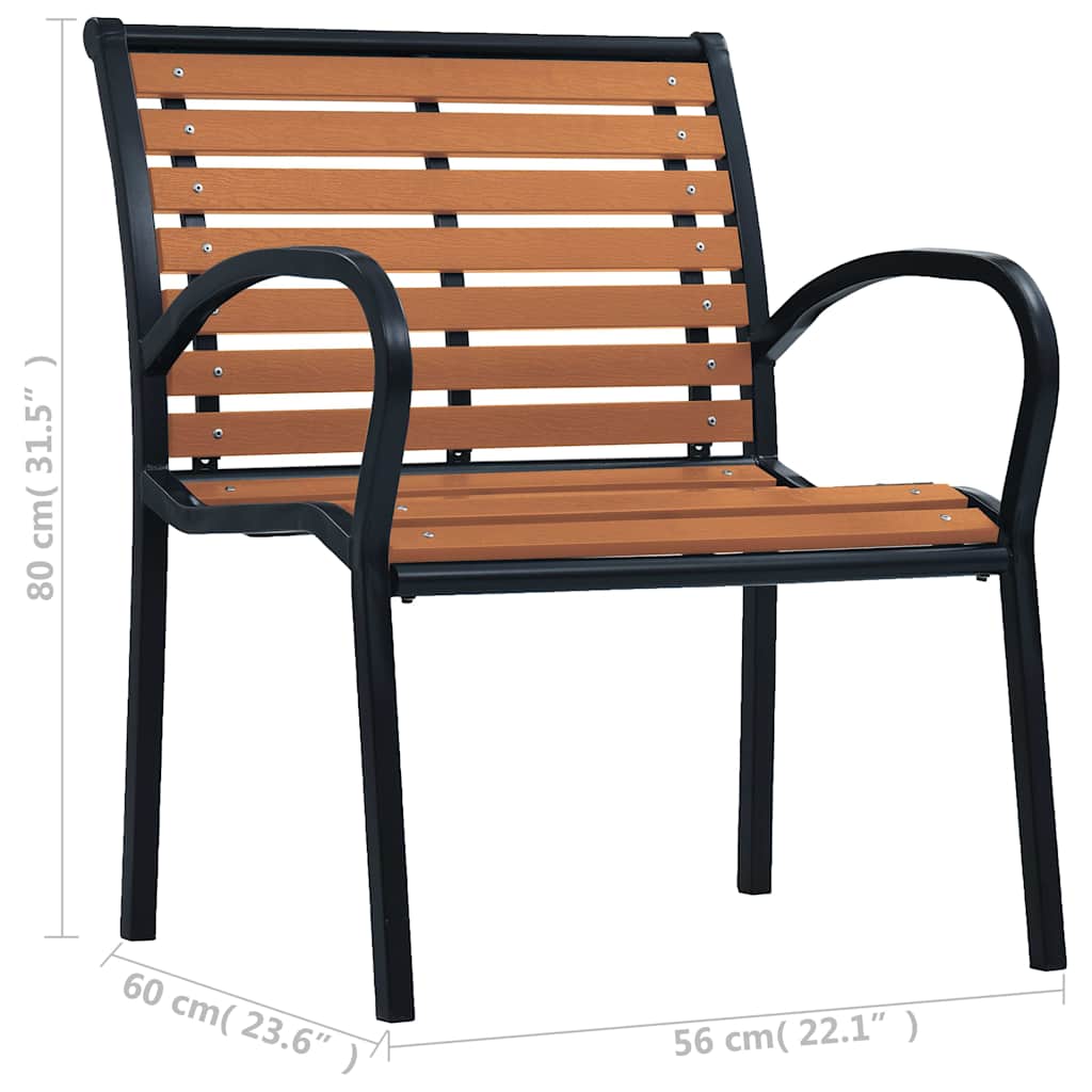 312036 vidaXL Garden Chairs 2 pcs Steel and WPC Black and Brown