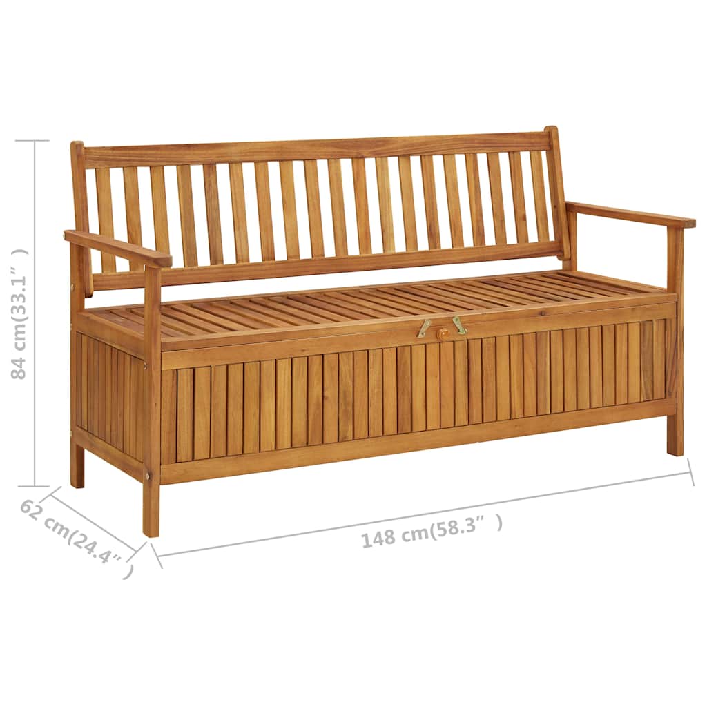 310280 vidaXL Garden Storage Bench 148 cm Solid Acacia Wood