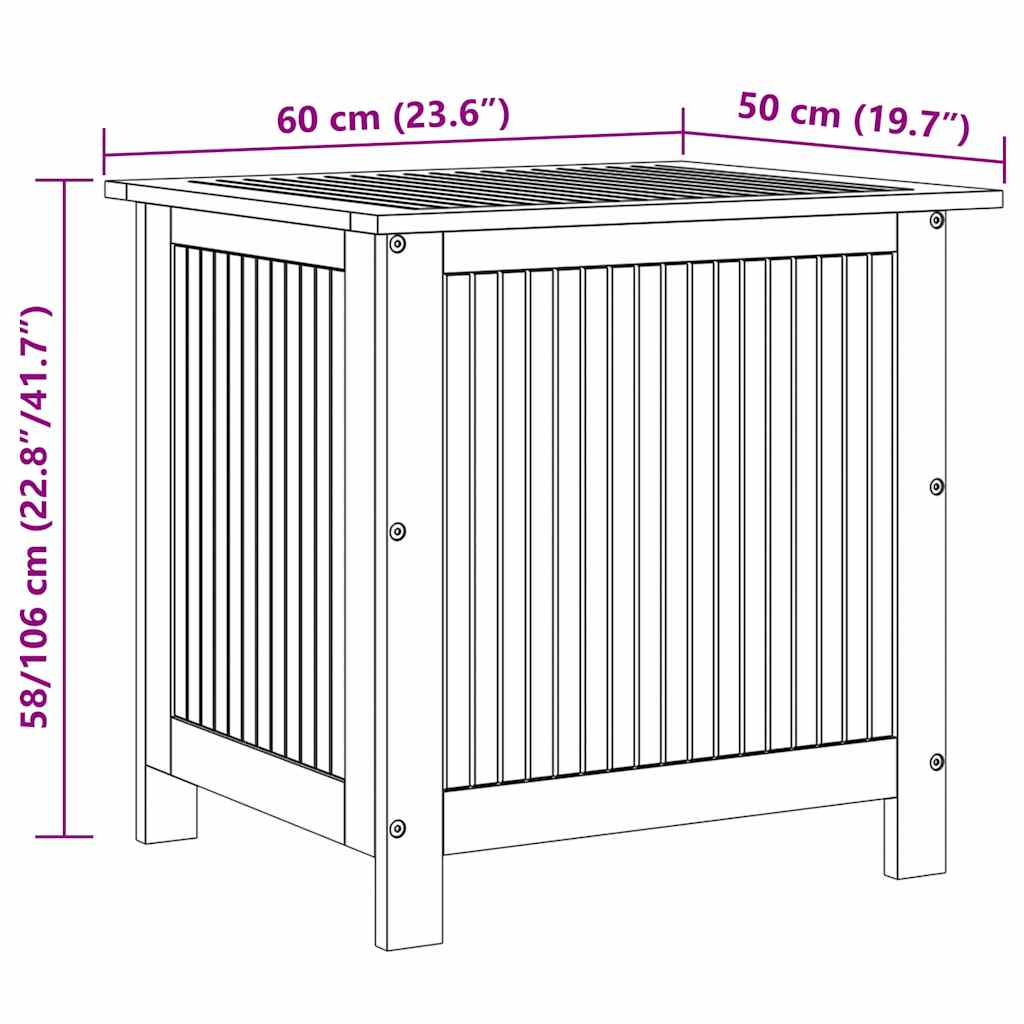 Garden Storage Box 60x50x58 cm Solid Acacia Wood