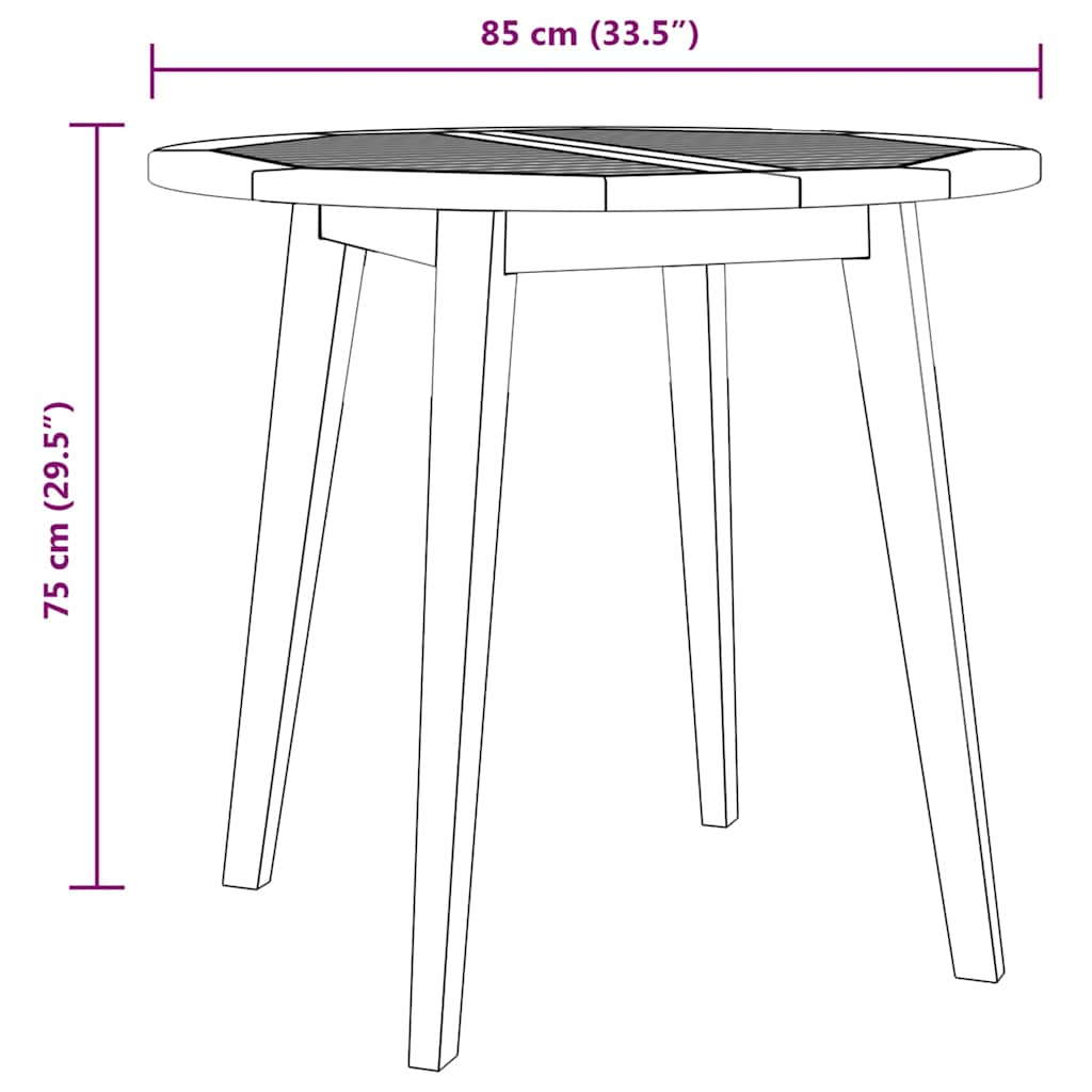 310299 vidaXL Garden Table Ø85x75 cm Solid Wood Acacia