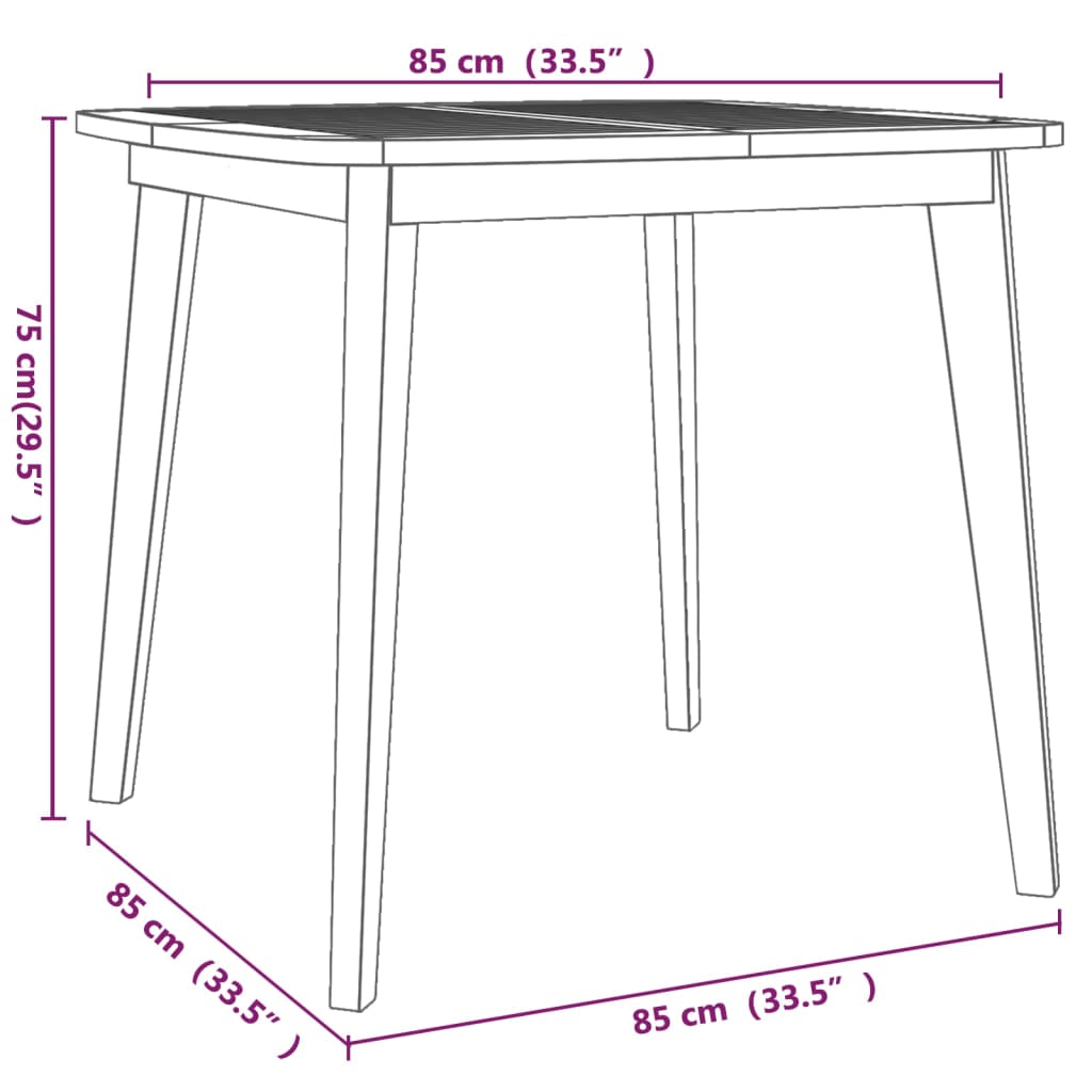Garden Table | Natural Acacia | Solid Acacia wood | 85x85 cm | Durable