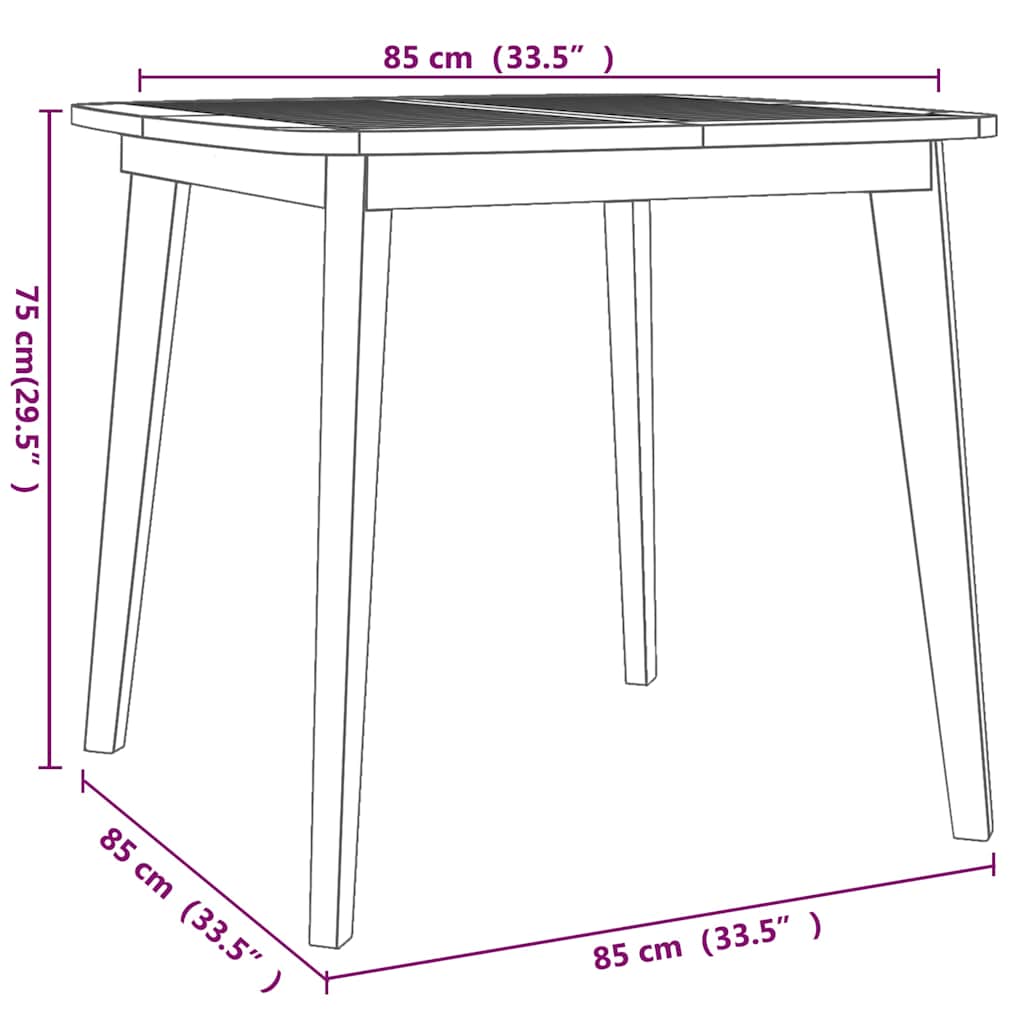 310300 vidaXL Garden Table 85x85x75 cm Solid Wood Acacia