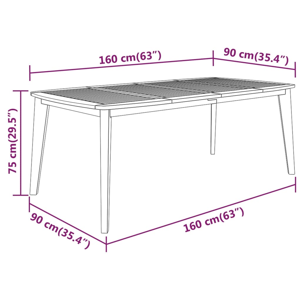 Garden Table | Natural Wood | Solid acacia wood | Large | Durable