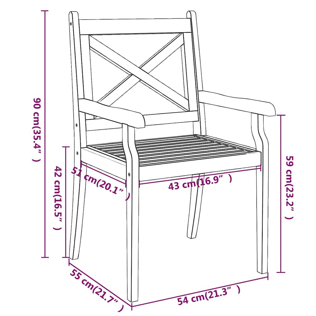 310305 vidaXL Outdoor Dining Chairs 2 pcs Solid Wood Acacia