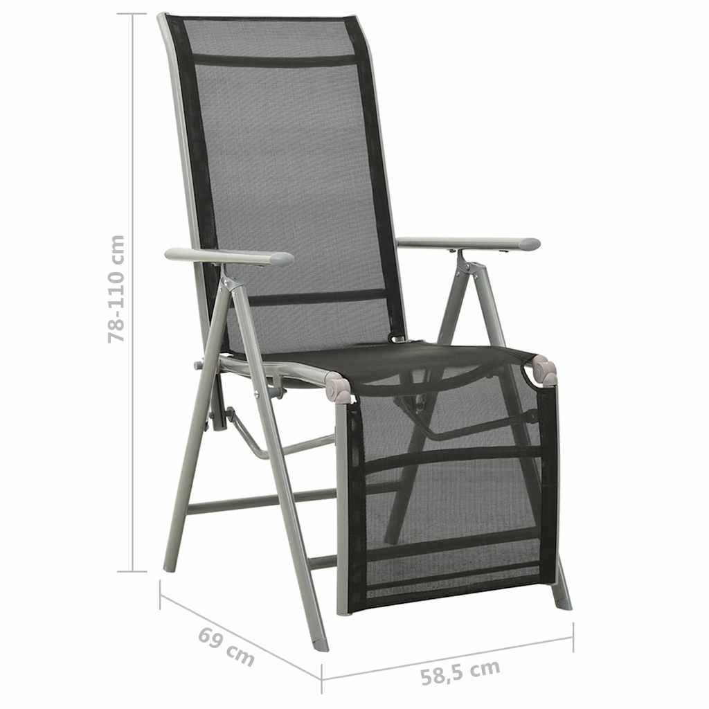 312197 vidaXL Reclining Garden Chairs 2 pcs Textilene and Aluminium Silver