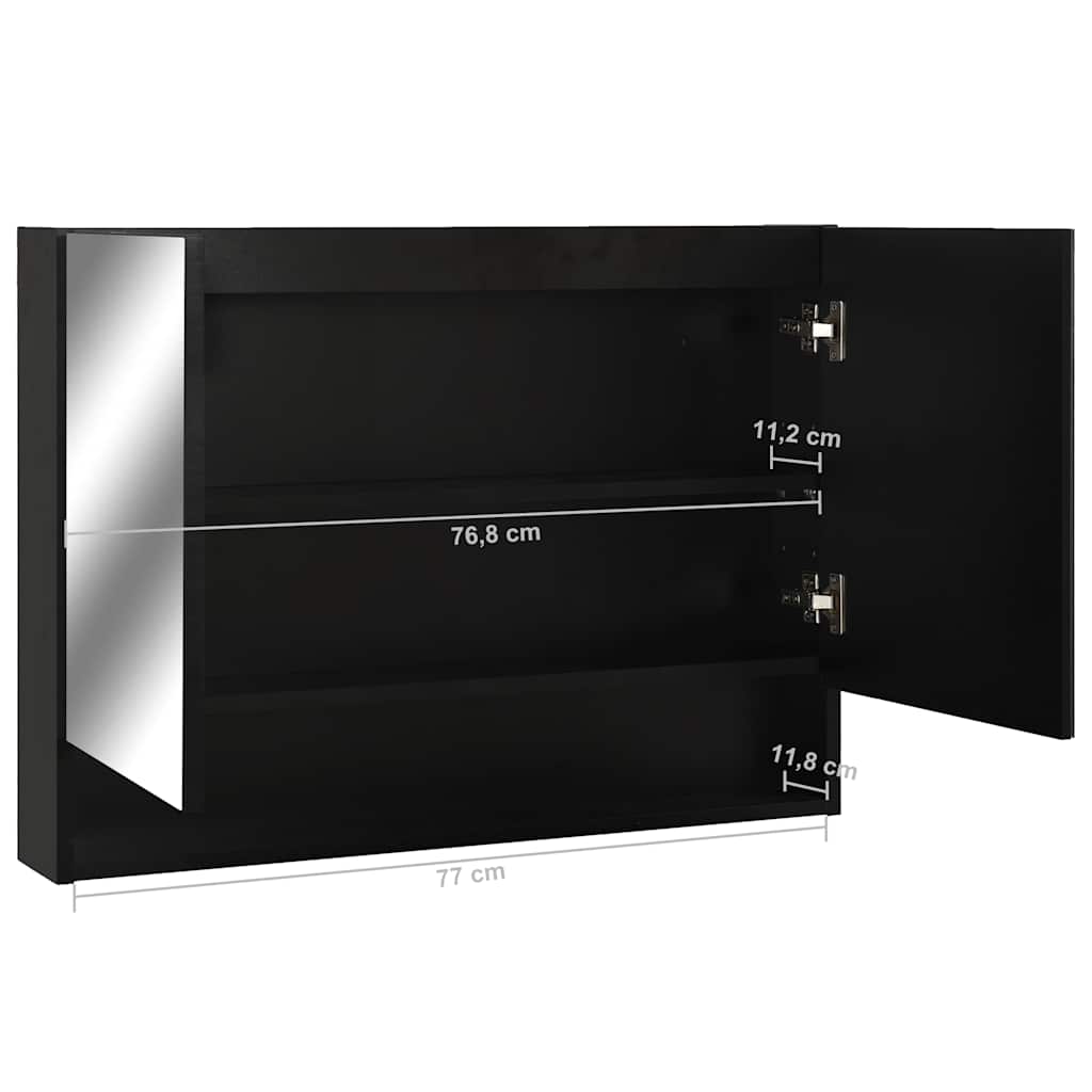 323605 vidaXL LED Bathroom Mirror Cabinet Black 80x15x60 cm MDF