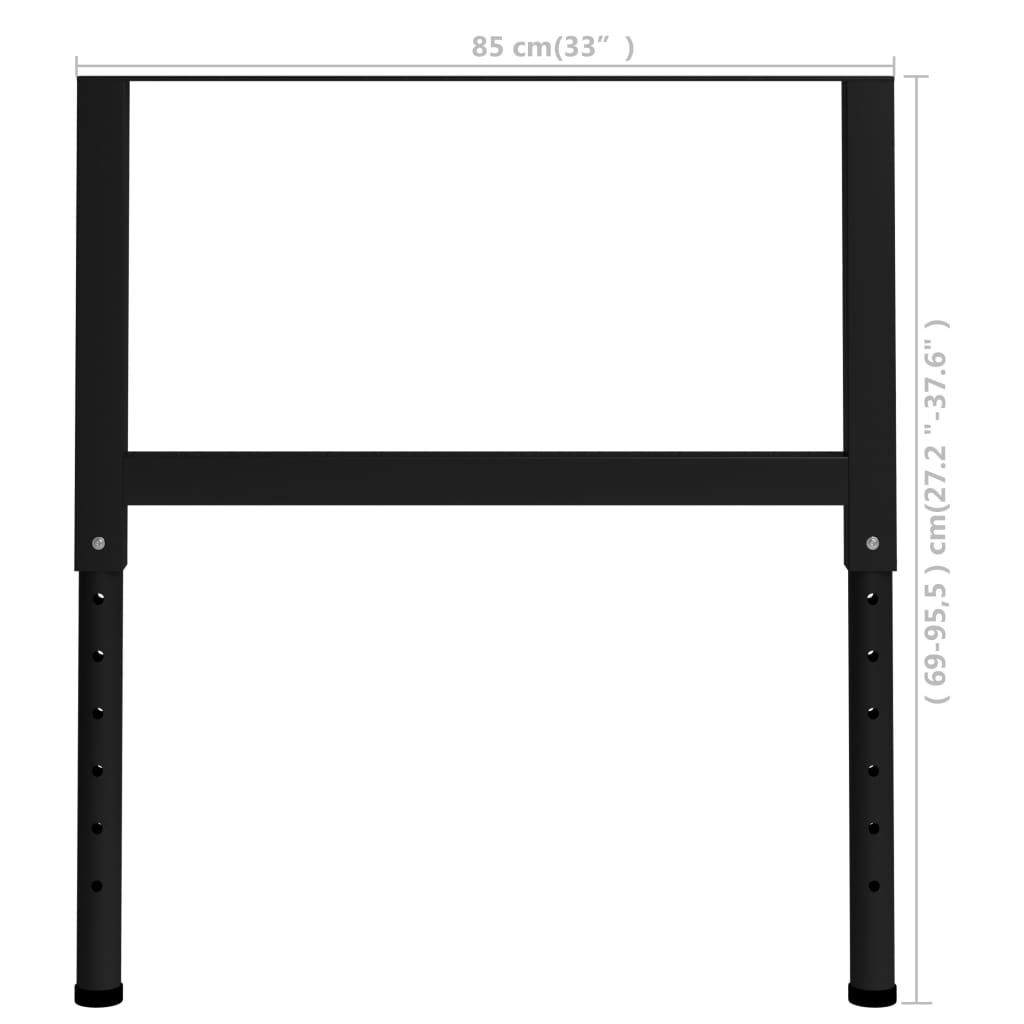 147933 vidaXL Adjustable Work Bench Frames 2 pcs Metal 85x(69-95,5) cm Black