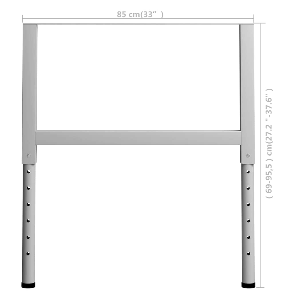 147934 vidaXL Adjustable Work Bench Frames 2 pcs Metal 85x(69-95,5) cm Grey