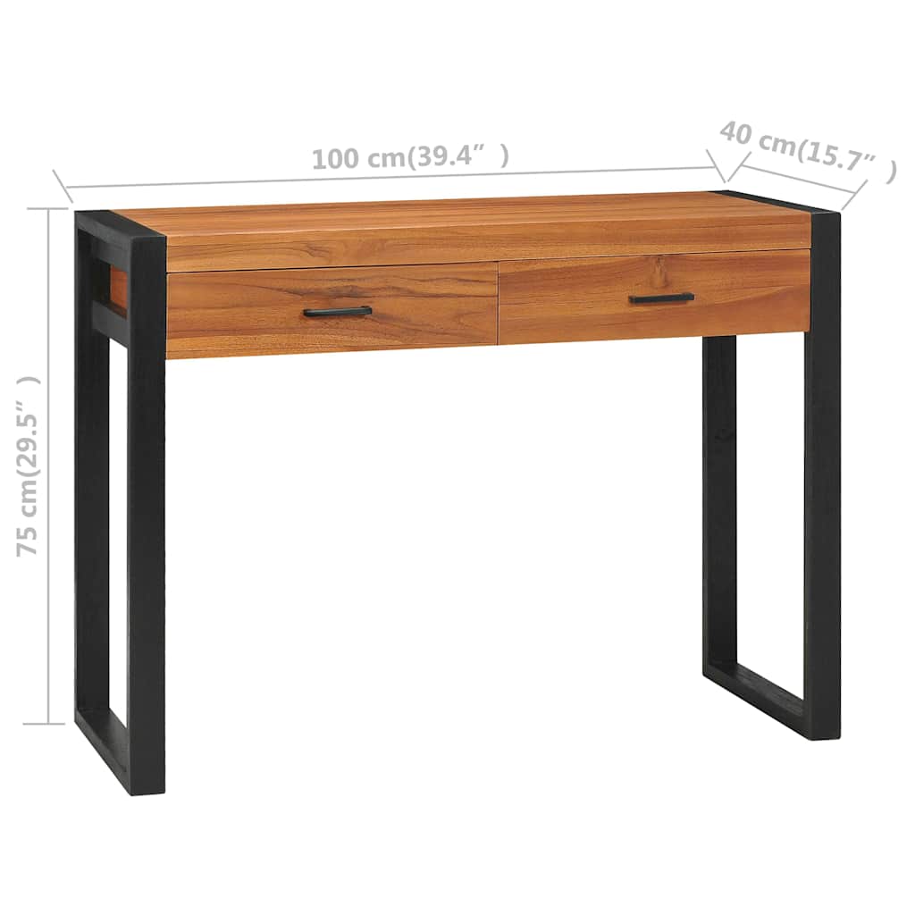 325268 vidaXL Desk with 2 Drawers 100x40x75 cm Teak Wood