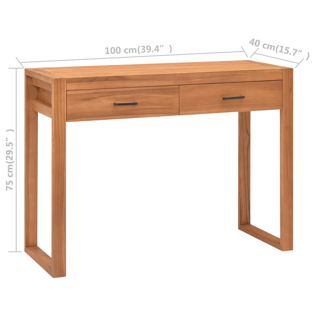 325270 vidaXL Desk with 2 Drawers 100x40x75 cm Teak Wood