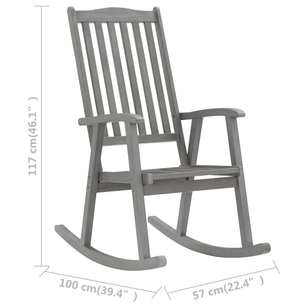 Rocking Chair | Grey | Solid Acacia Wood | Standard | Durable