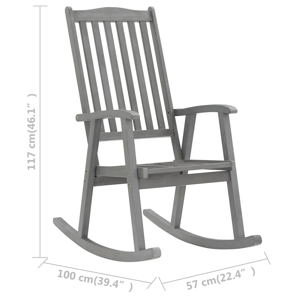 311845 vidaXL Rocking Chair Grey Solid Acacia Wood