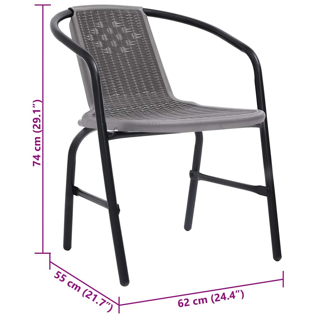 312494 vidaXL Garden Chairs 2 pcs Plastic Rattan and Steel 110 kg