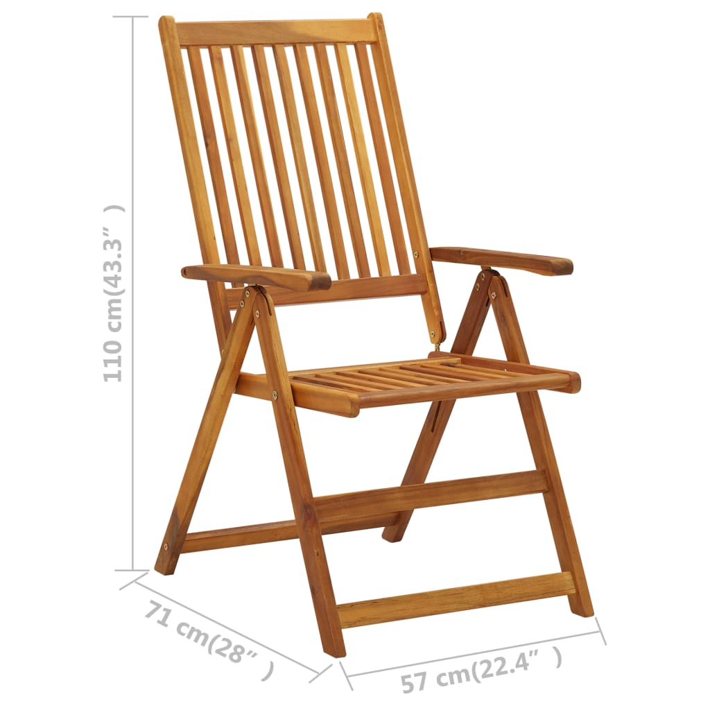 Garden Chair | Set of 3 | Natural Wood | Solid Acacia Wood | Medium